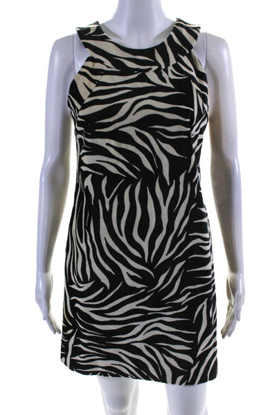 Milly Womens Cotton High Neck Sleeveless Animal Printed Short Dress Black Size 6