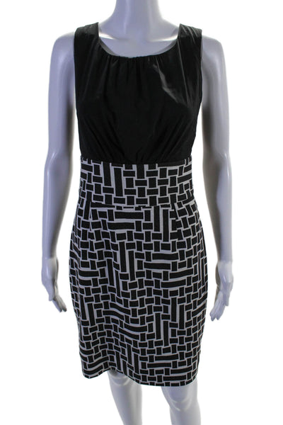 Trina Turk Womens Silk Zip Colorblock Sleeveless Short Dress Black Size 8