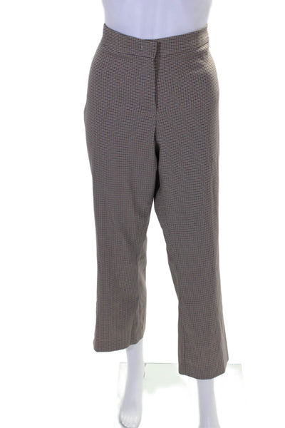 Sharis Place Women's Hook Closure Flat Front Straight Leg Plaid Pants Size 48