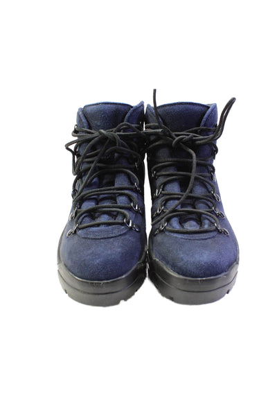 Broken Homme Mens Suede Round Top Lace Up Ankle Weber Boots Navy Size 8.5