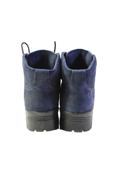 Broken Homme Mens Suede Round Top Lace Up Ankle Weber Boots Navy Size 8.5