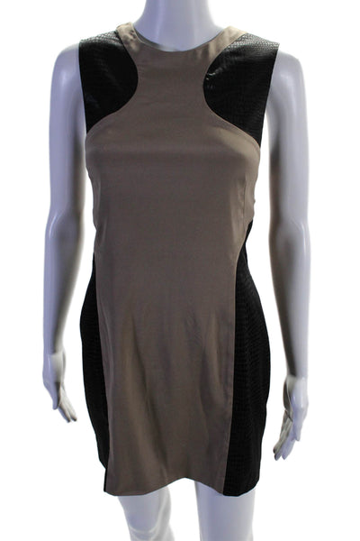 Jay Godfrey Womens Silk Brown Black Printed Color Block Shift Dress Size 6