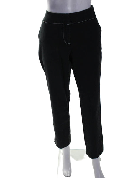 Magaschoni Womens High Rise Zip Up Straight Leg Casual Pants Black Size 12
