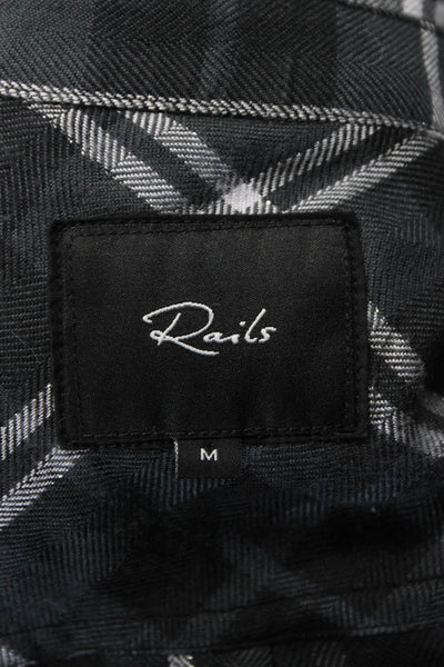Rails Womens Plaid Button Down Bianca Shirt Dress Onyx Gray Black Size Medium