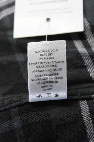 Rails Womens Plaid Button Down Bianca Shirt Dress Onyx Gray Black Size Medium