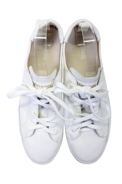 Soludos Womens Leather Low Top Lace Up Platform, Sneakers White Size 11
