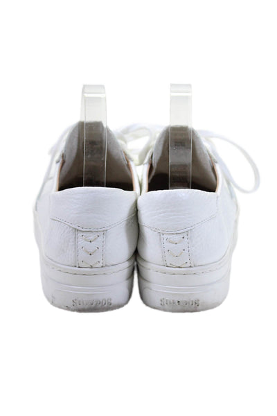 Soludos Womens Leather Low Top Lace Up Platform, Sneakers White Size 11
