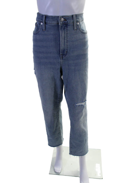 Madewell Womens Cotton Distressed Five Pocket High-Rise Jeans Blue Size 31