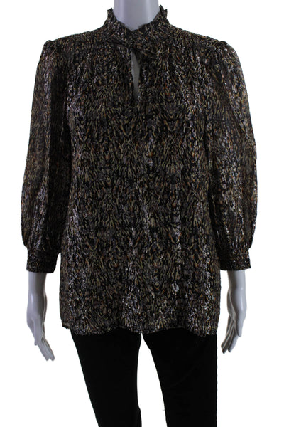 Ba&Sh Womens Long Sleeve V Neck Abstract Blouse Multicolor Size Small