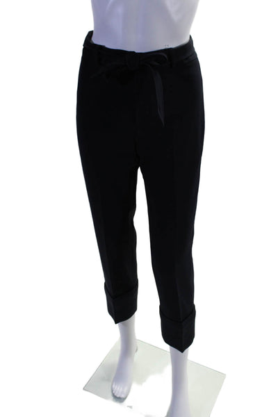 Club Monaco Women's Hook Closure Belted Straight Leg Pants Black Size 0