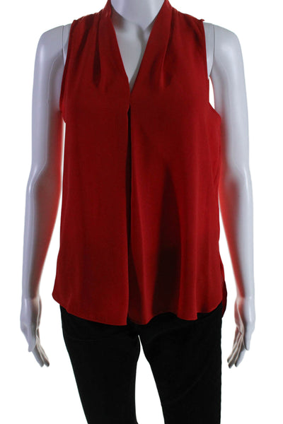 Vince Camuto Women's V-Neck Sleeveless High Low Hem Blouse Red XS