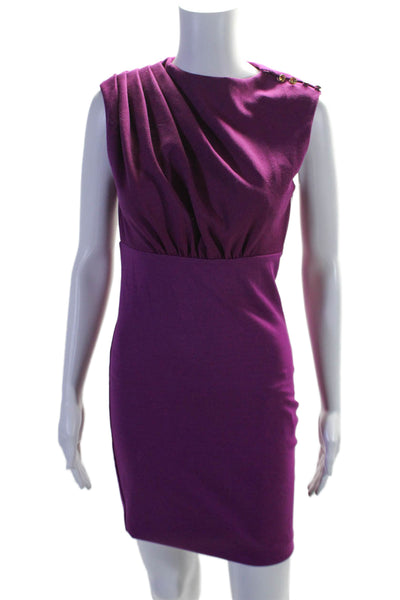 Ted Baker London Womens Purple Drape Detail Crew Neck Shift Dress Size 2