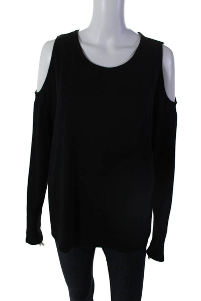 Rag & Bone Jean Womens Long Sleeved Shoulder Cutout Round Neck Top Black Size M