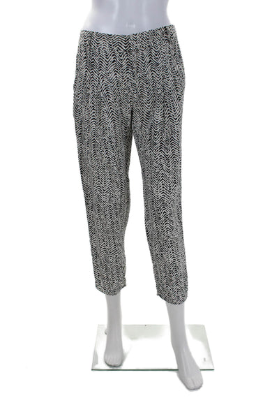 Parker Womens Silk White Black Printed High Rise Straight Leg Pants Size 0