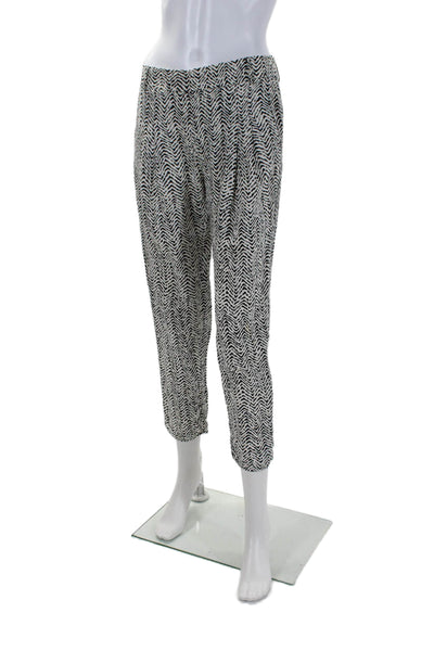 Parker Womens Silk White Black Printed High Rise Straight Leg Pants Size 0