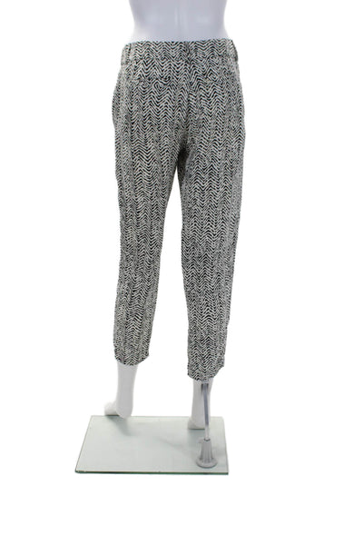 Parker Womens Silk White Black Printed High Rise Straight Leg Pants Size 0
