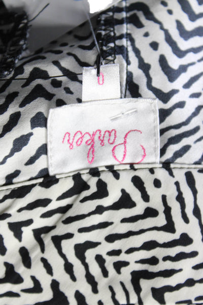 Parker Womens Silk White Black Printed High Rise Straight Leg Pants Size 0