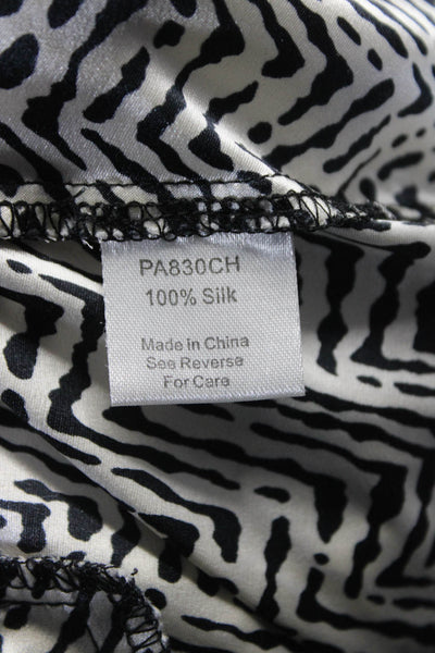 Parker Womens Silk White Black Printed High Rise Straight Leg Pants Size 0