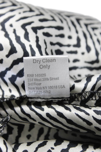 Parker Womens Silk White Black Printed High Rise Straight Leg Pants Size 0