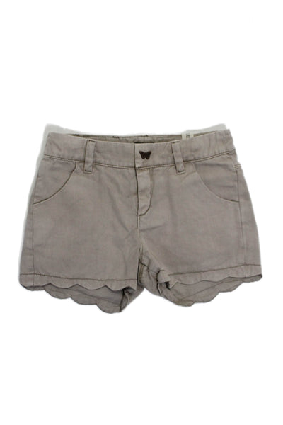 IKKS Girls Hook Closure Scallop Edge Pockets Dress Shorts Beige Size 10