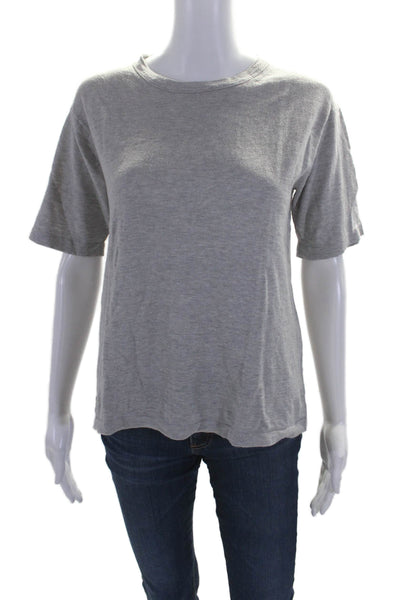 360 Sweater Womens Cotton Short Sleeve Round Neck Basic T-shirt Gray Size XS