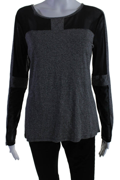 DKNY Womens Crewneck Long Sleeve Athletic Top Nylon Gray Size Medium