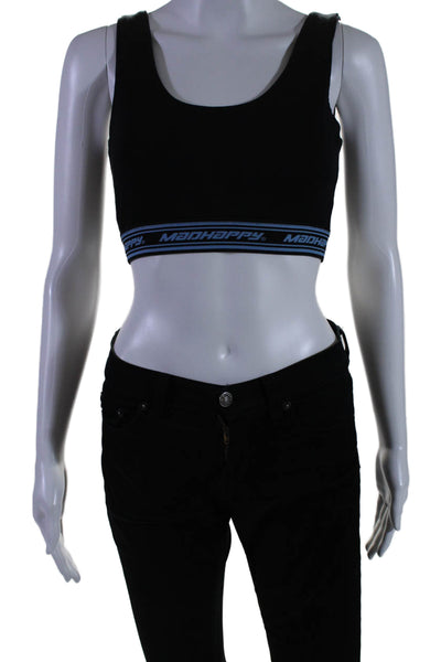 Madhappy Womens Cotton Scoop Neck Elasticated Sports Bra Black Size S