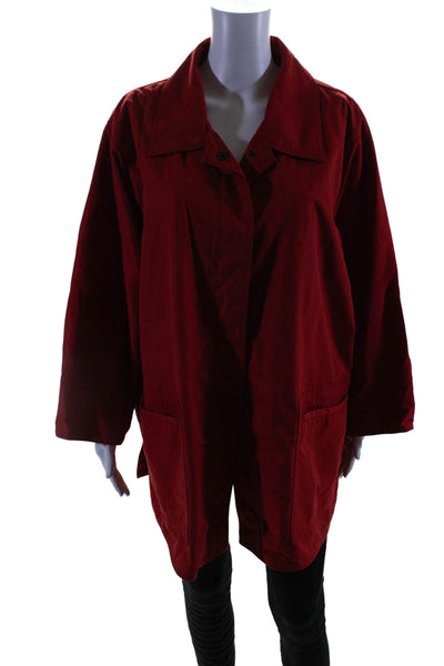 Dennis Basso Womens Bright Red Collar Long Sleeve Jacket Size 2X