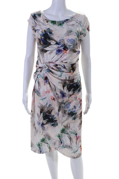 Courage.b Womens Floral Print Short Sleeves Twist Knot Dress Pink Size 3