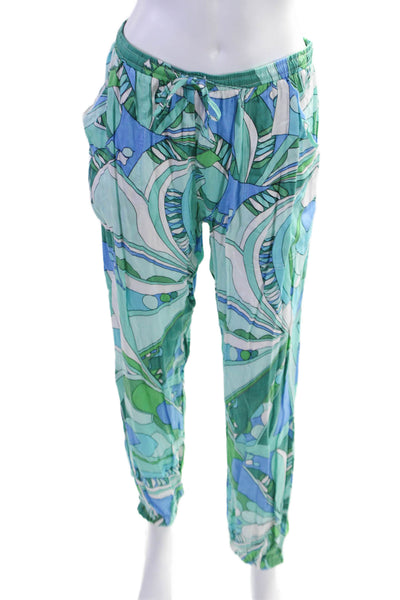 Robertson + Rodeo Womens Satin Textured Drawstring Cuff Bottom Pants Green Size