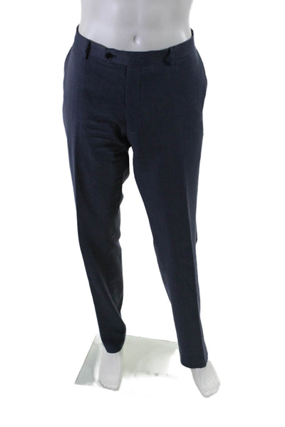 Charles Tyrwhitt Mens Wool Hook & Eye Button Straight Leg Pants Blue Size EUR 38