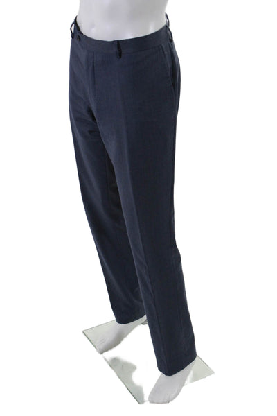 Charles Tyrwhitt Mens Wool Hook & Eye Button Straight Leg Pants Blue Size EUR 38