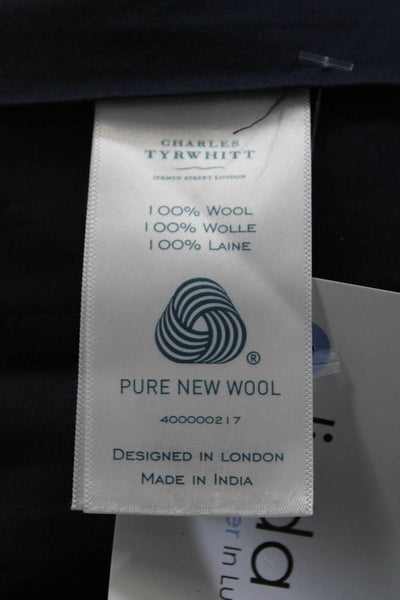 Charles Tyrwhitt Mens Wool Hook & Eye Button Straight Leg Pants Blue Size EUR 38