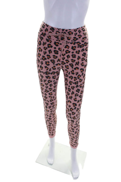 The Upside Womens High Rise Leopard Print Drawstring Leggings Pink Size 4