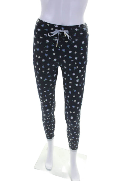 The Upside Womens High Rise Drawstring  Floral Print Leggings Blue Size 4