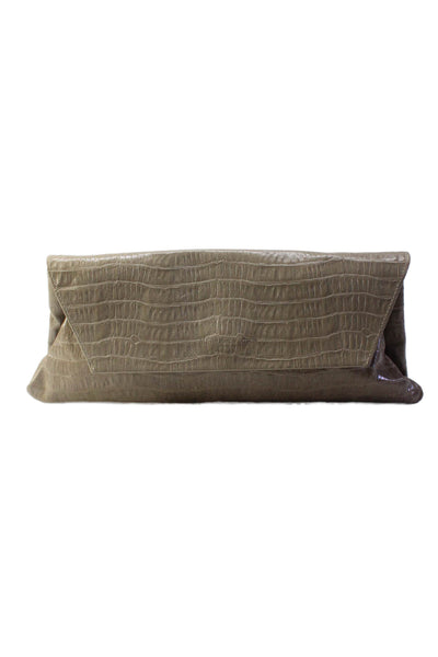 MS By Martine Sitbon Womens Leather Animal Print Fold Snap Button Purse Beige