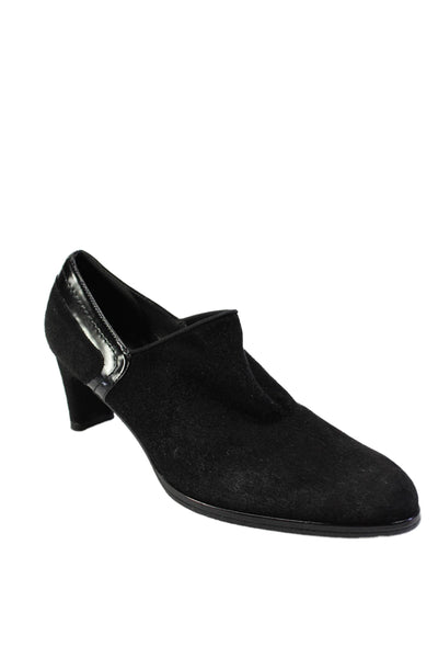 Stuart Weitzman Womens Suede Round Toe Slip On Heels Pumps Black Size 7.5M