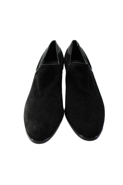 Stuart Weitzman Womens Suede Round Toe Slip On Heels Pumps Black Size 7.5M