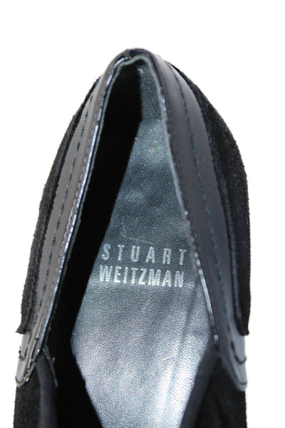 Stuart Weitzman Womens Suede Round Toe Slip On Heels Pumps Black Size 7.5M