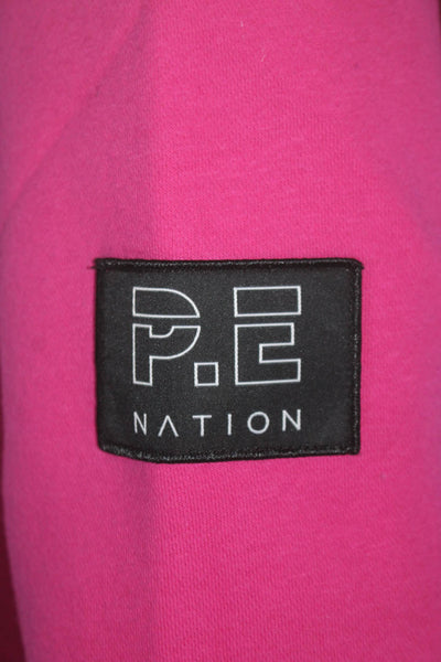 PE Nation Womens Cotton Long Sleeve Graphic Crewneck Sweatshirt Pink Size XS