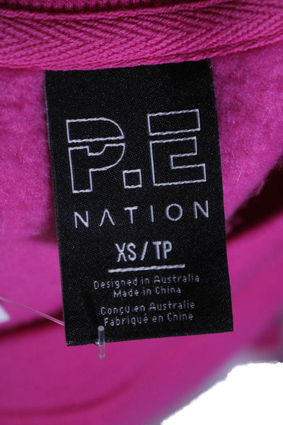 PE Nation Womens Cotton Long Sleeve Graphic Crewneck Sweatshirt Pink Size XS