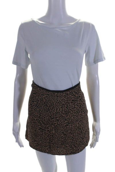 Reformation Womens Leopard Print A Line Mini Skirt Brown Size 2