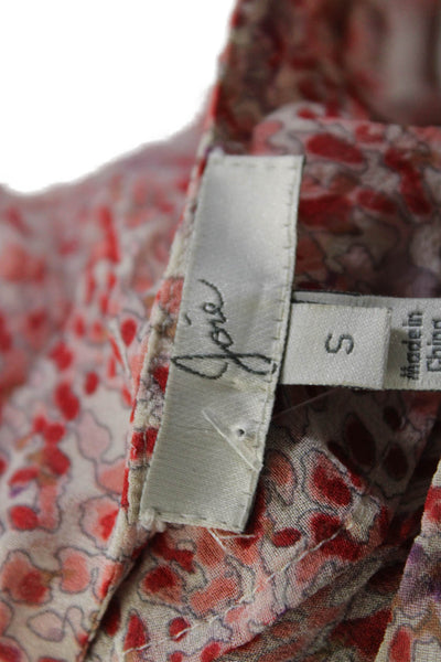 Joie Womens Silk Floral Print Wrap V Neck Sleeveless Scrunch Hem Top Red Size S