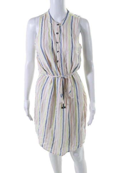 Splendid Womens Linen Striped Sleeveless Button Up Multicolored Dress Size S