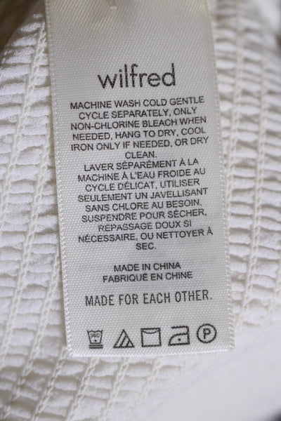 Wilfred Women's Round Neck Long Sleeves Smocked Ruffle Blouse Beige Size M