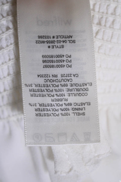 Wilfred Women's Round Neck Long Sleeves Smocked Ruffle Blouse Beige Size M