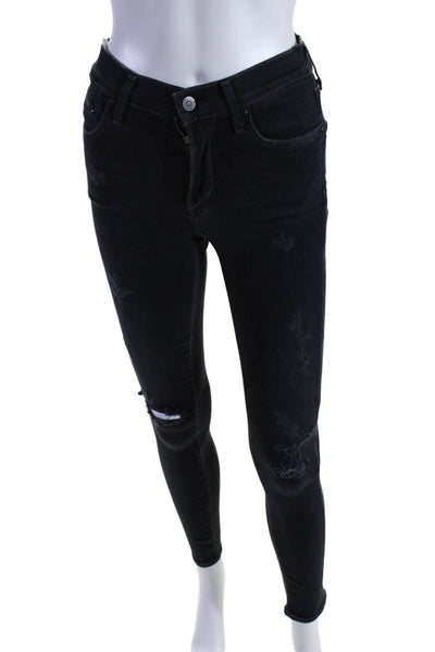 Citizens of Humanity Womens Black Distress High Rise Skinny Leg Jeans Size 25