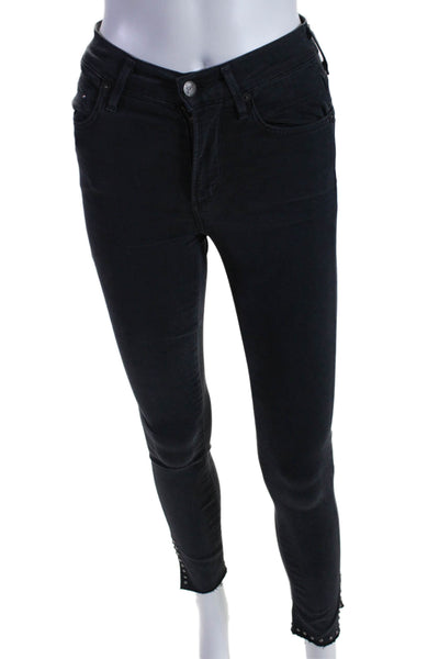 Citizens of Humanity Womens Black Studded High Rise Skinny Leg Jeans Size 24
