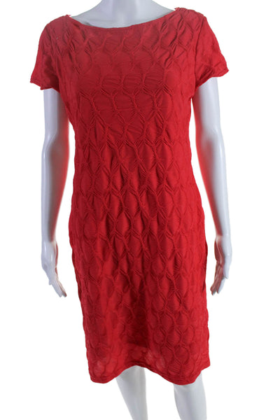 Sharagano Women's Round Neck Short Sleeves Mini Shift Dress Red Size 8