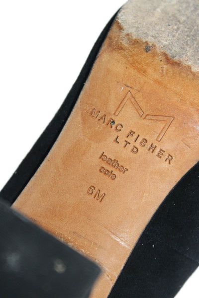 MARC FISHER LTD Womens Suede Textured Pointed Toe Block Heels Black Size 6M